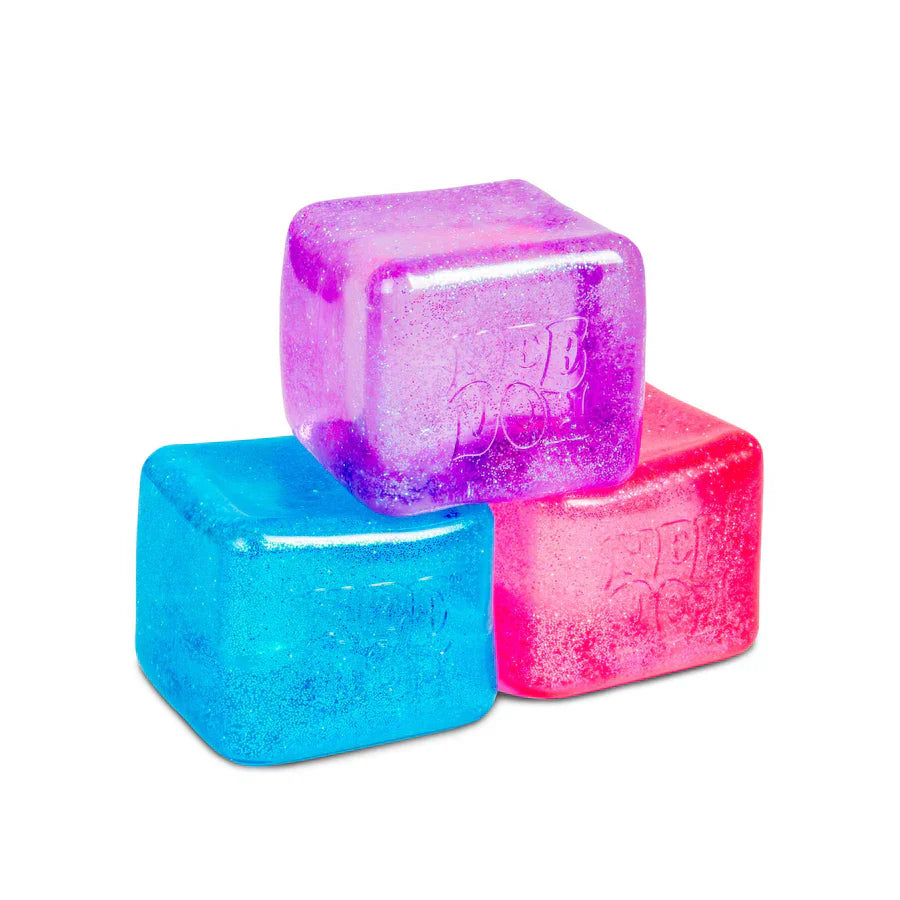 NeeDoh Nice Berg Glitter & Glow - Squishy Toy Cube, Big Glow in the Dark Fidget